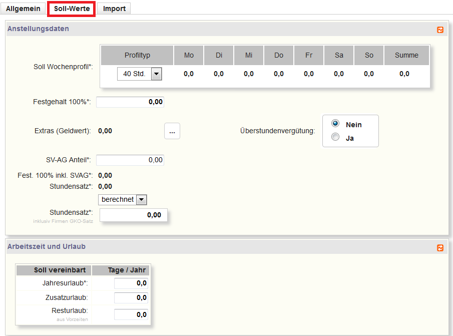 Soll Wochenprofill in Synapcus HRM